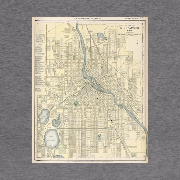 Vintage Map of Minneapolis Minnesota (1891) by Bravuramedia